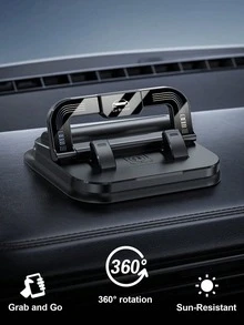 Soporte de teléfono para coche 2 en 1 y marco de matrícula - Con base adhesiva, rotación de 360°, estable y a prueba de golpes, diseño plegable, liberación rápida, sin necesidad de perforar, fácil instalación, compacto y elegante, adecuado para el salpicadero o la consola central, esencial para la navegación y el estacionamiento - Multicolor - Ver 3