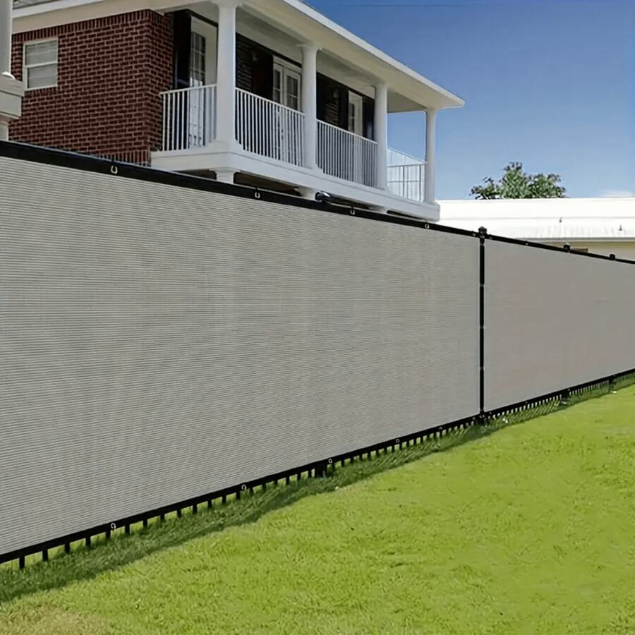 1pc Gray Balcony Privacy Screen, Patio Fence Windscreen Fabric Cloth, Fencing Net, Anti-Wind Netting Cloth, Heavy Duty For Commercial And Residential, 90% Blockage