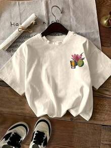 Kaos Lengan Pendek Pria Gaya Retro Meksiko dengan Motif Cetak, Nyaman & Bernapas, Cocok untuk Musim Panas. - Aprikot - View 3