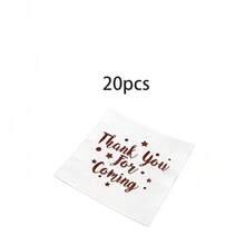 20 Stücke/40 Stücke/100 Stücke Roségold Folie "Danke, dass Sie gekommen sind" Papierservietten, Einweg-Cocktailservietten, elegante weiße & roségoldene Party-Servietten für Hochzeit, Baby-Shower, Geburtstag, Bridal-Shower & Abschiedsparty Tischdekoration - Weißer Hintergrund mit goldener Schrift - Übersicht 7
