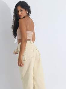 Women's 3-Piece Cropped Top Set Suplex Thin Straps Elastic Strappy Tank Top Summer Casual - 黑/白/裸色 - 查看 4