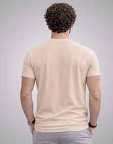 Premium Textured T-Shirt, Men's Casual Textured Knit Shirt - 米色 - 查看 5