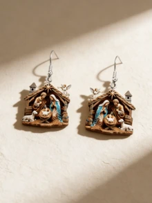 Women Dangle Earrings - The Birth Of Jesus - View 5