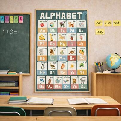 Bảng chữ cái trang trí lớp học, bảng học chữ cái ABC cho trẻ em kèm chữ và hình ảnh, tranh treo tường giáo dục mầm non Montessori, đồ dùng học tập tại nhà, áp phích nhận biết chữ cái cho trẻ nhỏ, trang trí lớp học nhà trẻ, dụng cụ hỗ trợ học tập trực quan cho phòng trẻ em, áp phích giáo dục chuẩn bị năm học mới, bảng học ngữ âm và từ vựng cho trẻ em.