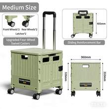 Xe đẩy mua sắm gấp gọn đa năng, xe đẩy hàng tạp hóa di động nhẹ có tay kéo, thích hợp cho bán hàng rong, cắm trại, xe đẩy tay gấp gọn tiện dụng, xe đẩy mua sắm di động có hộp đựng, có nắp đậy, giỏ 4 bánh xoay, thích hợp cho hàng tạp hóa, văn phòng, hành lý, giáo viên. - Nhiều màu - Xem 13