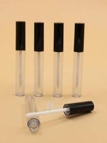 1/5 Pcs 10ml Premium Black Empty Lip Gloss Tubes With Wand, Leakproof Refillable Reusable Mini Cosmetic Dispenser Bottles For Lip Glaze Lip Balm Concealer Cuticle Oil Eyelash Growth Serum, Portable Travel Makeup Essentials For Girls Women DIY Lip Samples Beauty Gift For Makeup Lovers Home Salon Daily Use - Clear - View 3