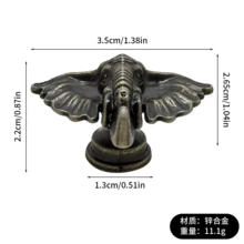 6个创意动物头抽屉拉手，仿古青铜色大象和狮子单孔橱柜把手 - 大象 - 查看 6