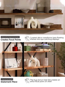 Set Vas Dekoratif - Dekorasi Rumah Gaya Bohemian Nordik Modern, Barang Dekoratif Keramik Matte, Cocok untuk Rak Buku Ruang Tamu, Rak Perapian, Meja di Lorong Masuk atau Meja Samping, Hadiah Hari Ibu Terbaik (Putih Krem) - MultiWarna - View 5