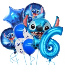 史迪奇主题生日派对装饰，蓝色铝箔数字气球，适用于生日和一周岁生日派对装饰，家居礼物 - 如圖 - 查看 9