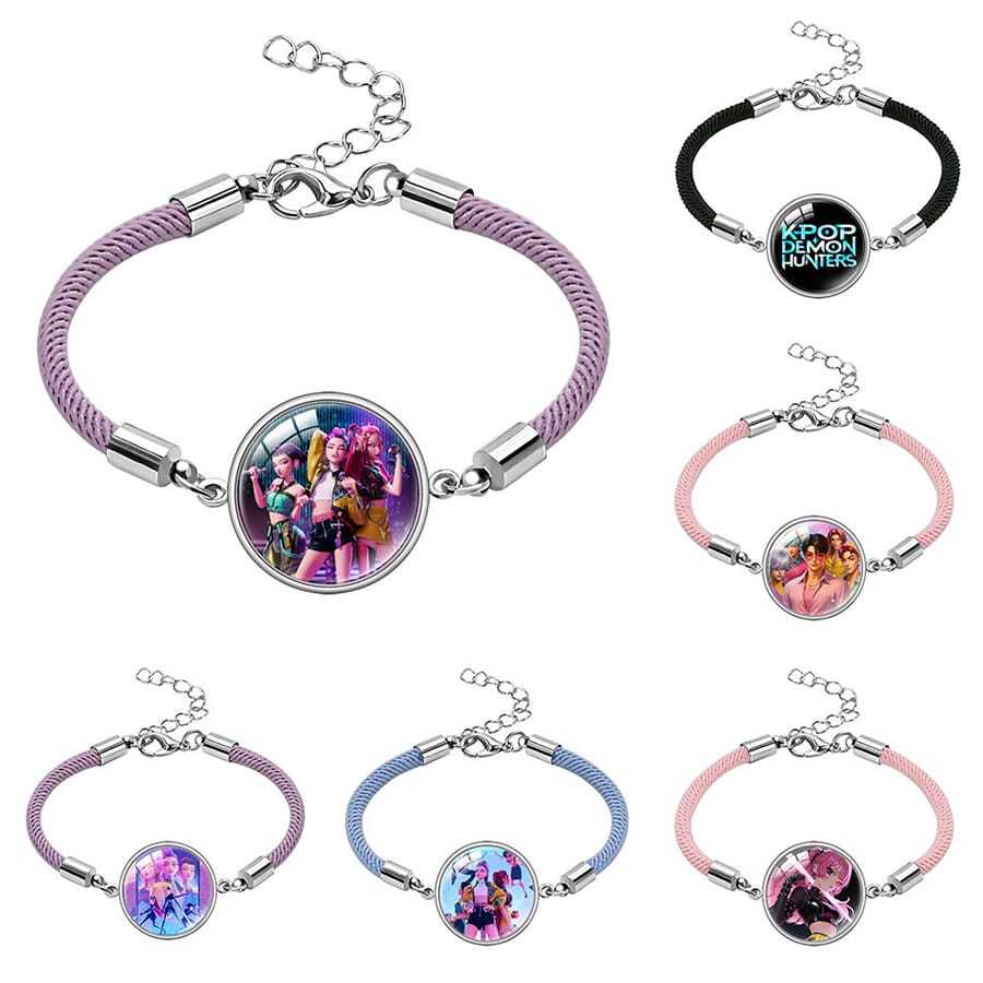 Hasbro K-Pop Huntress Print Charm Justerbart Flätat Reparmband, Anime Fan Smycken Gåva - Multifärgad - Visa 1