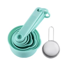 10/11件套塑料量杯量勺套装，卡其色、黑色、灰色、粉色、红色、白色，烹饪烘焙量杯量勺套装，5个量杯和5个带水平仪的量勺，适用于干湿食材，易握设计，嵌套式结构，厨房量具，小家电 - 彩色 - 查看 17