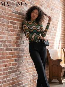 Women's Long-Sleeved Animal Print Blouse In Tulle - Copacabana - Xem 3