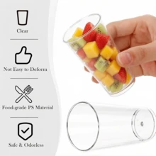 Bộ 20/40/100 chiếc cốc nhựa mini đựng tráng miệng 90ml (3oz), bát tráng miệng bằng nhựa tái sử dụng, cốc tròn đựng tráng miệng, khuôn bánh, thích hợp cho các món tráng miệng, bánh pudding, mousse, dã ngoại và tiệc tùng. - trong suốt - Xem 9