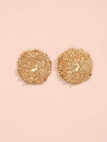 1 Đôi bông tai tròn, thích hợp để đeo hàng ngày. - Vàng - Xem 2