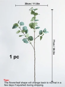 1 pieza Ramas y hojas de eucalipto artificial, plantas verdes de seda y plástico para decoración del hogar, fiestas, bodas, regalos, cumpleaños, graduaciones, habitaciones, suministros escolares - Verde - Ver 8