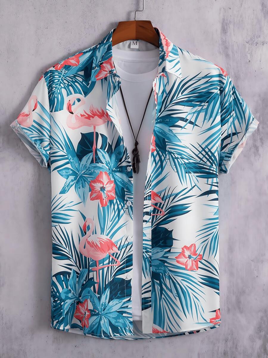Hawaiian Men's Printed Shirt, High-Quality, 3D, Floral, Animated, Beach Party Top, Loose Fitting Short Sleeves, New - A508D-AL22997 - Xem 1