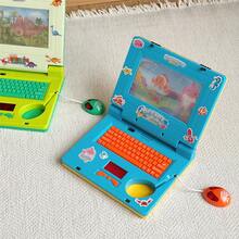 Computadora portátil de simulación mini para niños, máquina de aprendizaje, tableta musical, máquina de lectura de historias, interactiva entre padres e hijos, juguete educativo inteligente multifuncional, regalo de cumpleaños para niños y niñas - Azul - Ver 4