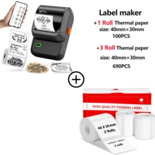 Schwarzer Drucker + 4 Rollen Etiketten