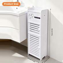 BorealBear 1 PC Independent White Bathroom Cabinet, Toilet Paper Storage Cabinet, Multi-Tier Storage Shelf, Made Of Durable Wood-Plastic Material, With Door For Moisture And Dust Prevention, Suitable For Small Spaces, Bathroom Towels, And Toiletries Storage - 白色Double doors pro - 查看 2