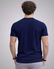 Premium Textured T-Shirt, Men's Casual Textured Knit Shirt - 藍色 - 查看 5