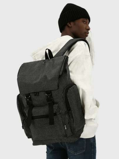 Ba lô chiến thuật kẻ caro, dung tích lớn, màu đen trắng, nhẹ, đa năng dành cho nam và nữ, học sinh, du lịch, thể thao ngoài trời và leo núi.