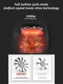 LEVIATECH 4.2L Capacidad Freidora de Aire Eléctrica Totalmente Automática e Inteligente, Pantalla Táctil LED Multifunción, Apta para Freír, Hornear, Asar Pollo, Microondas - Ver 6