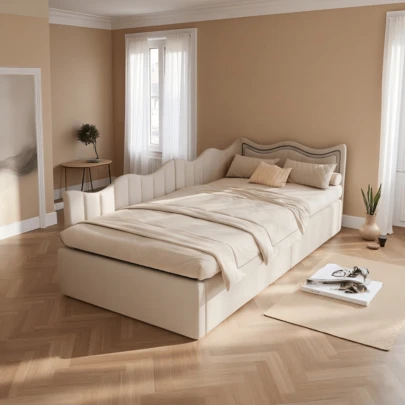 Polsterbett Schlafsofa 90x200 cm, Bett mit hydraulischem Stauraum, Einzelbett Polsterbett Daybett mit Kopfteil, Tagesbett Jugendbett Bettgestell mit Lattenrost, Teddy Fleece