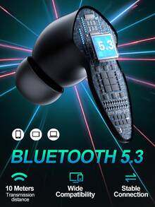 H03 无线游戏耳机 - 低延迟蓝牙 5.3 耳机 3D 立体低音蓝牙耳机 入耳式降噪麦克风 大容量电池耳机 - 查看 3