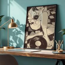 1pc Vintage Wine & Music Wall Art - Frameless Vinyl Record & Wine Poster, Minimalist Wine Themed Painting Suitable For Living Room, - Housewarming Gift, Aesthetic Design, Living Room Room Decor Pictures For Living Room Decor Posters Home Decor Wall Art Frameless - A - View 6