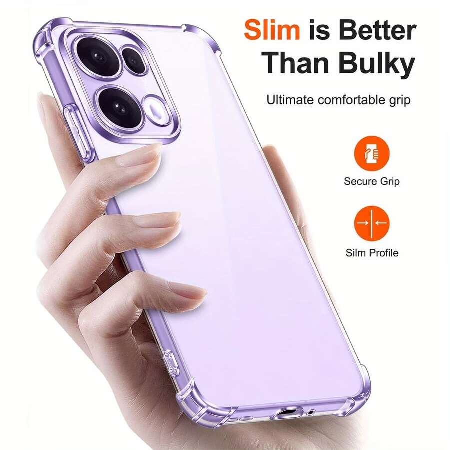 Classic 4-Corner Protective Lightweight Soft TPU Phone Case, Anti-Slip, Fingerprint-Resistant, Suitable For Reno/A/Find/F Series, Transparent 4-Corner Air Cushion Anti-Drop Case, Anti-Yellowing Full Coverage Lens Protection Soft Shell, Phone Case, Slim Fit, Precise Cutouts, Sensitive Buttons, Easy To Install - Clear - View 1