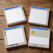 4 Packs/Set 200pcs 3x3 Inch Vintage Computer Window Memo Pad, Retro Desktop Notes, Office Supplies, Desk Decor, Geek Gift, Mother's Day, Easter, Birthday Gift For Women And Men School Supplies - E - View 8