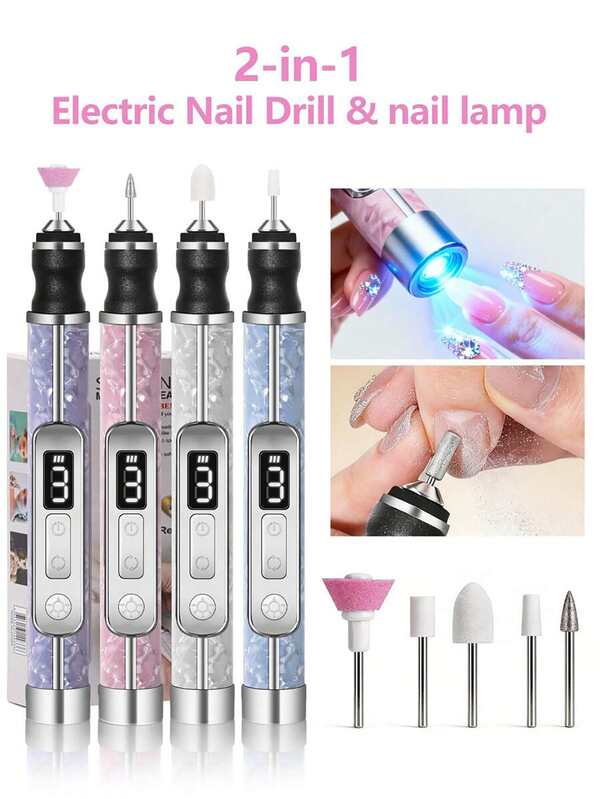 Portable Electric Nail Polisher, USB Electric Nail Polisher, LCD Display, Nail Trimming And Polishing Tools, For Exfoliation, Polishing, Nail Removal, Multi-Function Nail Tools, Professional Electric Nail Polish Removal Polisher, Women's Gifts