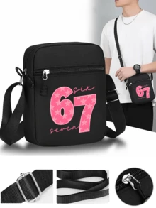 1顶粉色“67”数字印花男女通用弯檐棒球帽，街头时尚户外运动帽，适合日常佩戴和送礼，夏季、海滩、假日、节日、旅行 - 多色 - 查看 4