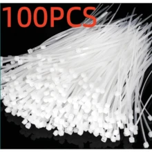100pcs Nylon Cable Ties, Black & White Self-Locking Plastic Zip Ties, High Strength Fastening Straps - 100pcs - View 1