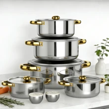 Lislark 7PCS Stainless Steel Cookware Set Multifunctional Soup Pot With Lid Large Capacity Scratch-Resistant And Stain-Resistant Suitable For All Stove Types, Dishwasher - Suitable For Cooking, Stovetop Cooking Set, Large Capacity Cooking, Induction - View 4