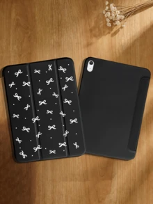 Ốp bảo vệ máy tính bảng Bowknot phù hợp cho iPad thế hệ 10/9/8/7/11 (A16) 2025/Pro 11 (2018-2022)/Mini 4/6/7, Galaxy Tab A8/A9/S6 Lite 10.4 inch - Siêu mỏng, chống sốc, tự động ngủ/thức, chân đế thông minh, khe cắm bút cảm ứng. - màu đen - Xem 2