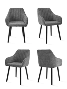 Modern Vertical-Stripe Upholstered Dining Chairs With Armrests And Solid Wood Legs For Dining Room, Kitchen, Living Room - Set Of 2 / Set Of 4 / Set Of 6--Grey Green-Chenille - Grey Green - View 13