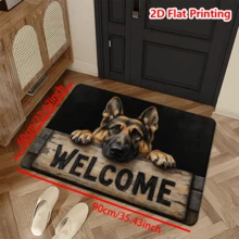 1pc German Shepherd Dog Head Wooden Sign Welcome Print, Vintage Style, Non-Slip, Machine Washable, Multi-Functional, Soft & Comfortable, Suitable For Bedroom, Kitchen, Dining Room, Bathroom, Holiday Decor, Spring Door Mat - Multicolor - View 14