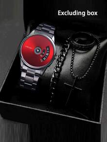 Men's Steel Band Exquisite Watch, Quartz Business High-End Watch For Men - Black - View 10