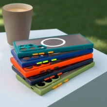 极简亲肤防震磨砂透明后盖，兼容三星 Galaxy S26 Ultra、S25 FE、S26 Plus、A16、A17、A26、A36、A56、A37、A57 智能手机，支持无线充电和磁吸支架 - 藍色 - 查看 3