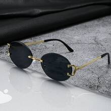 1 Cặp kính gọng tròn không viền, kiểu dáng cao cấp, unisex dành cho nam và nữ. - màu đen - Xem 3