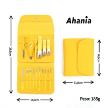 Ahania KIt de 16 Peças para Pedicure e Manicure Aço Inoxidável com Estojo Dobrável, Com Cortador de Unha Pedicure, Tesoura, Lixa - Multicolorido - Visão 9