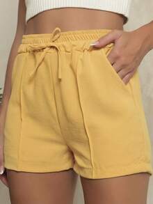 Duna Women's Shorts With Elastic Waistband - Yellow - View 3