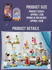 POP MART 迪士尼公主创意世界系列盲盒人偶 - 12 款常规版 + 1 款隐藏版，包含经典迪士尼公主，如奥罗拉、贝儿、灰姑娘、爱丽儿、茉莉、乐佩、莫阿娜、花木兰、白雪公主、蒂安娜、宝嘉康蒂、梅莉达，置于梦幻般的奇幻场景中，采用优质 PVC 材质，做工精良，充满童话主题和引人入胜的故事场景，是迪士尼粉丝、盲盒收藏家和公主爱好者的理想之选，非常适合房间装饰、桌面摆件、生日礼物等。 - 彩色 - 查看 4