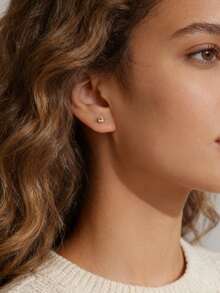 Charm-In 18K Gold Round Crystal Stud Earrings | Elegant Classic Fashion Women's Earrings | Suitable For Daily Wear And Weddings - Gold - View 2