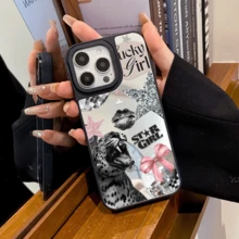 Y2K Glossy Apple Phone Case Compatible With IPhone 17/17 Pro Max/16/16 Plus/15 Pro Max/11/14 Pro/XR 15/14/13/12, Niche Elegant Full Coverage Anti-Fall Protective Cover With Makeup Mirror - Multicolor - View 1