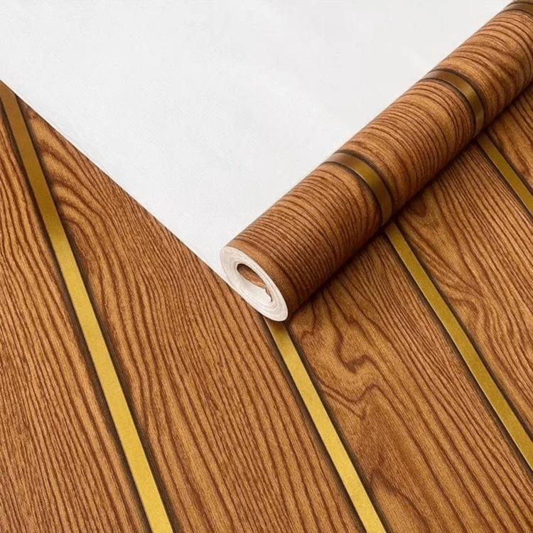 1 Roll Self-Adhesive Wallpaper, Wood Grain Pattern, Waterproof, Oil-Resistant, Removable, Applicable For Kitchen Countertop, Cabinet, Wall, Dining Table, Home Decor, Room Decoration, Home Renovation, Furniture Makeover, DIY Decoration, Durable Wall Covering Material, Easy To Install, Home Upgrade - E-Brown - View 9