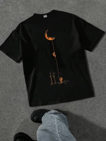 1PC Men's T-Shirt And Shorts, Y2K Men's Printed Short Sleeve T-Shirt Set, Men, Ropa De Hombre, Men Shorts Set, Heavyweight Cotton T-Shirt, Men's Casual Cotton Short-Sleeve T-Shirt - Men's Basic Summer  Cotton, Vintage, Men's Fashionable Printed Loose Short Sleeve T-Shirt | Exquisite Design | Summer Essential | Easy To Match, Showcasing Your Style,Vintage Shirts Graphic Tees Men Camisas Para Hombre Funny Shirts Printed & Shipped In USA Men Tops For Summer,Men's Heavyweight Cotton T-Shirt, Solid Color Short Sleeve Crewneck Tee, Relaxed Fit For Casual & Everyday Wear | Men's Fashion, Basic Tee, Plain T-Shirt, Cotton, Streetwear, Minimalist, Summer Top, Wardrobe Staple, High Quality, Solid Tee,Graphic Tees - 黑色上衣 - 查看 8