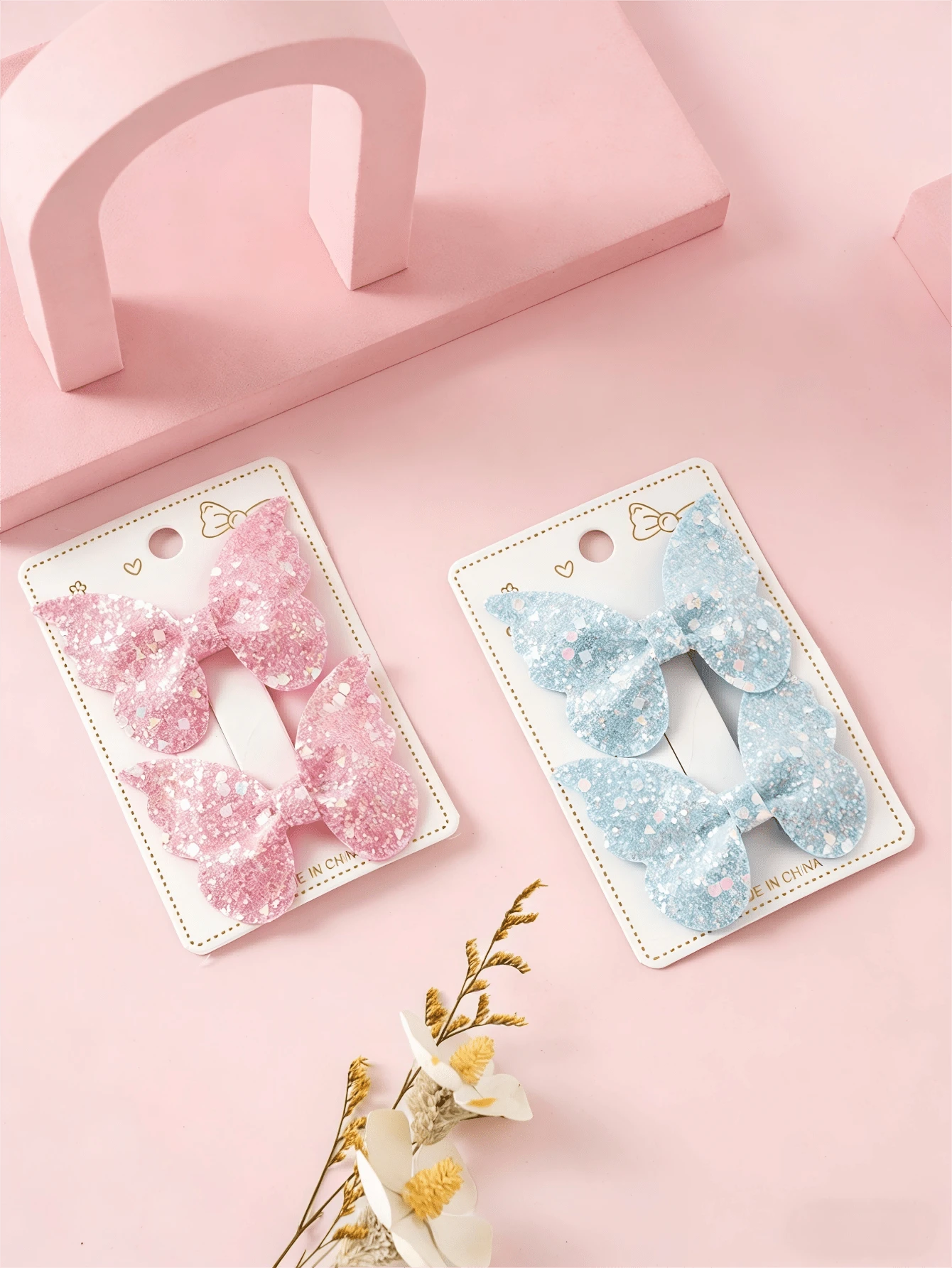 4pcs Glitter Bow Hair Clips Set, Cute Bangs Clips Versatile Daily Wear - MultiWarna - View 1
