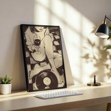 1pc Vintage Wine & Music Wall Art - Frameless Vinyl Record & Wine Poster, Minimalist Wine Themed Painting Suitable For Living Room, - Housewarming Gift, Aesthetic Design, Living Room Room Decor Pictures For Living Room Decor Posters Home Decor Wall Art Frameless - A - View 2